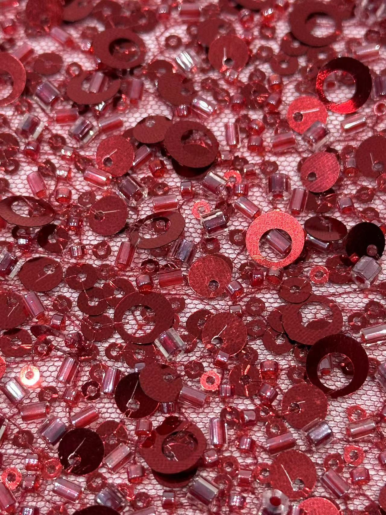 Inventario de piezas de pendientes pesados sequinado tubo de perlas bordado tela de malla vestido vestido de boda cheongsam tela de vestido