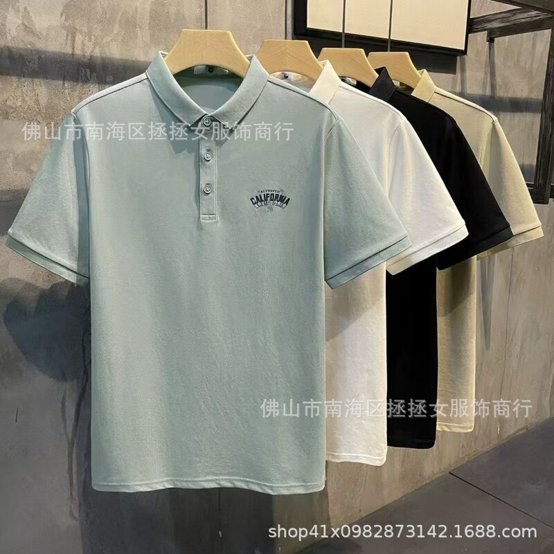 Foreign trade 1 yuan 2 yuan cheap export Polo shirt middle-aged men's lapel short sleeve overalls cross-border men's polo shirt