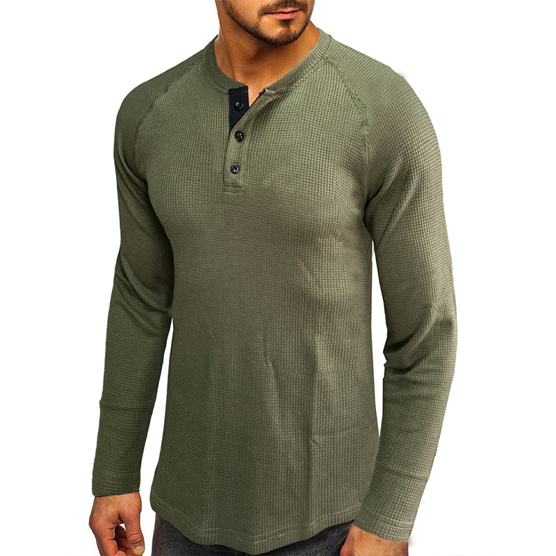 Men's T-shirt Long Sleeve Loose Fit Plain Basic Autumn Winter_voghion.com