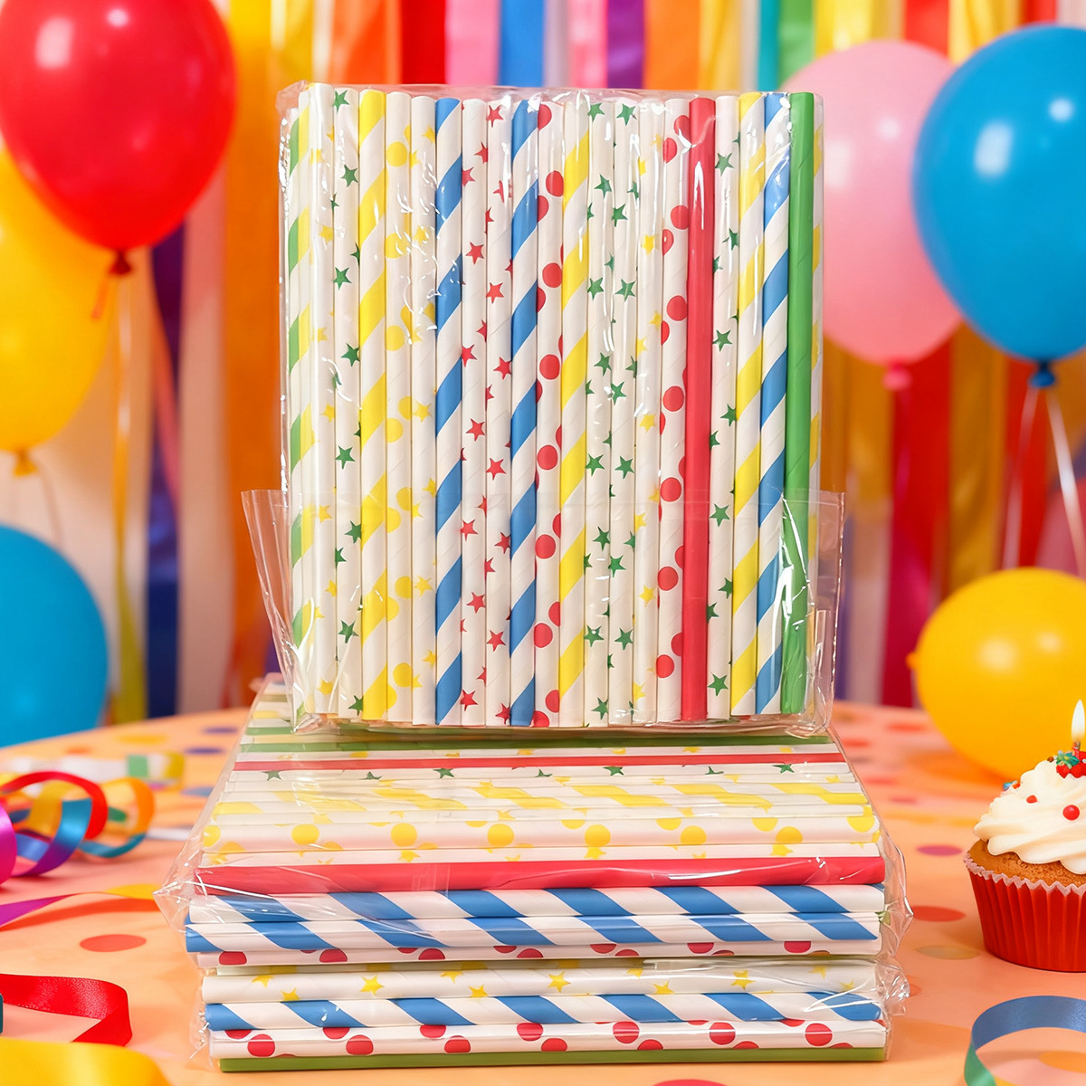 10*197 gran cantidad en stock al por mayor de papel desechable paja audaz gran diámetro leche té paja boca plana degradable