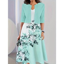 Z 32254 Autumn Floral Print Dress Set ����ӡ������ȹ ר