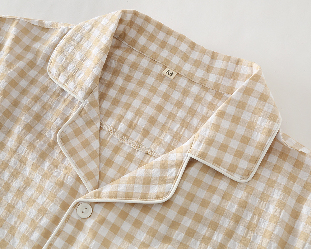 Baumwolle Plaid Design männer Hosen Pyjamas Homewear Anzug für Herbst Dünne Kurzarm Hosen Plaid Homewear Pyjamas Männer – Detail 30