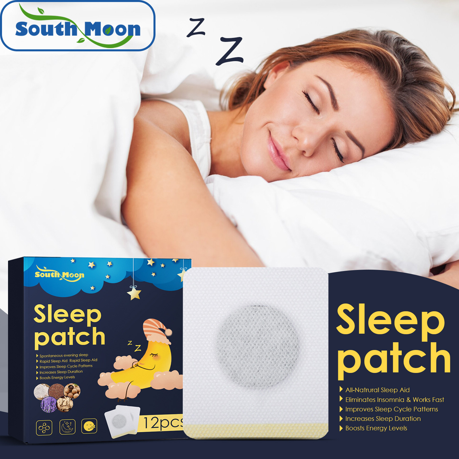 South Moon Sleep Patch, Dreams at Night, Helps Sleep Quickly Fall Asleep, Sleep Patch, Acupoint Pressure Stimulation Patch