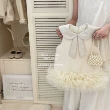 女童小香风连衣裙2024秋冬季新款宝宝毛呢背心公主礼服裙