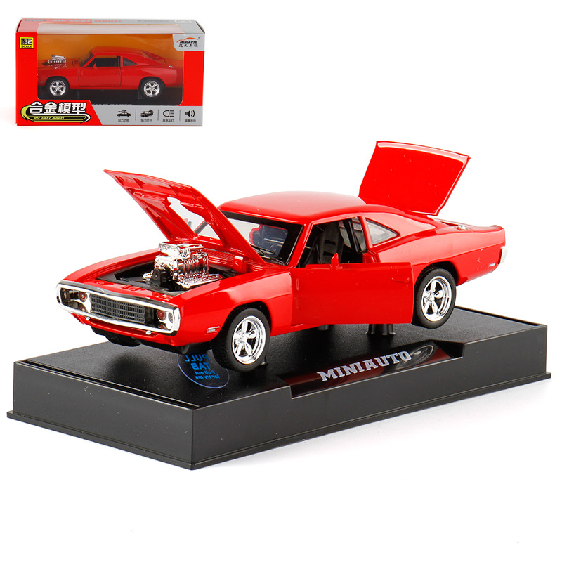 [Box] Jianyuan 1:32 muscle car alloy return sound and light car model Children's simulation model 32011