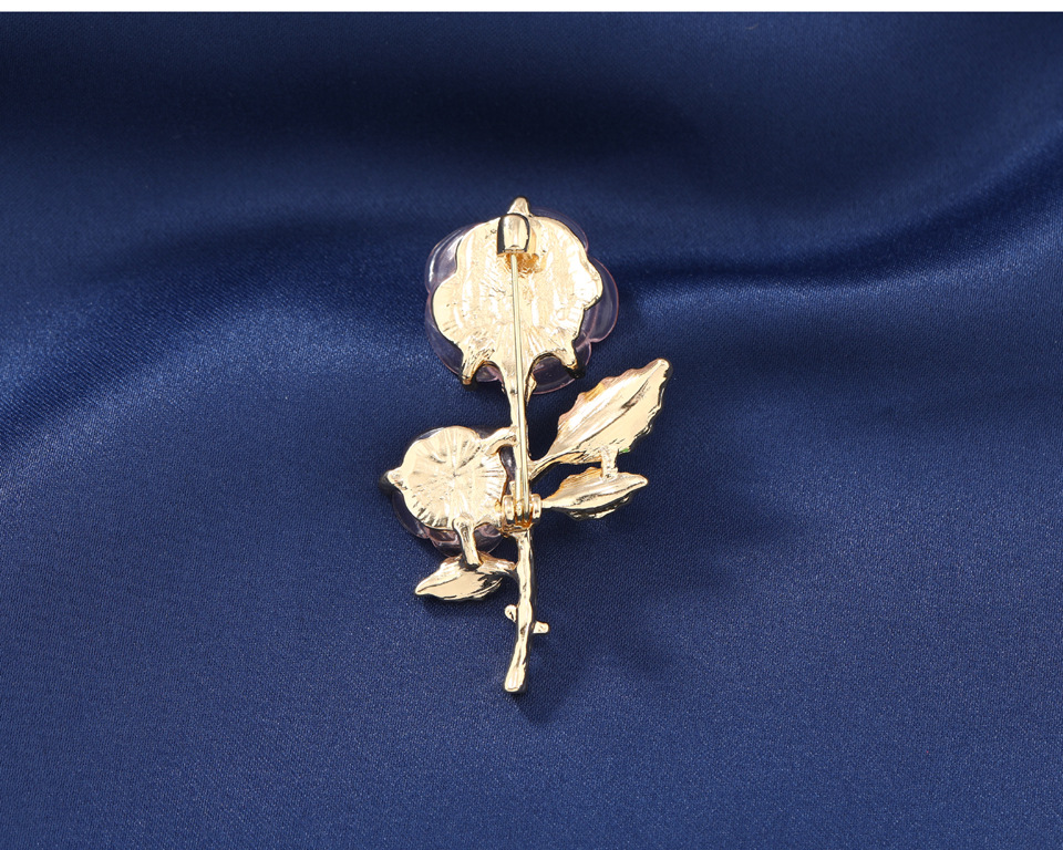 Sweet Style Sweet Pin Flower Alloy Inlay Resin Women'S Brooches
