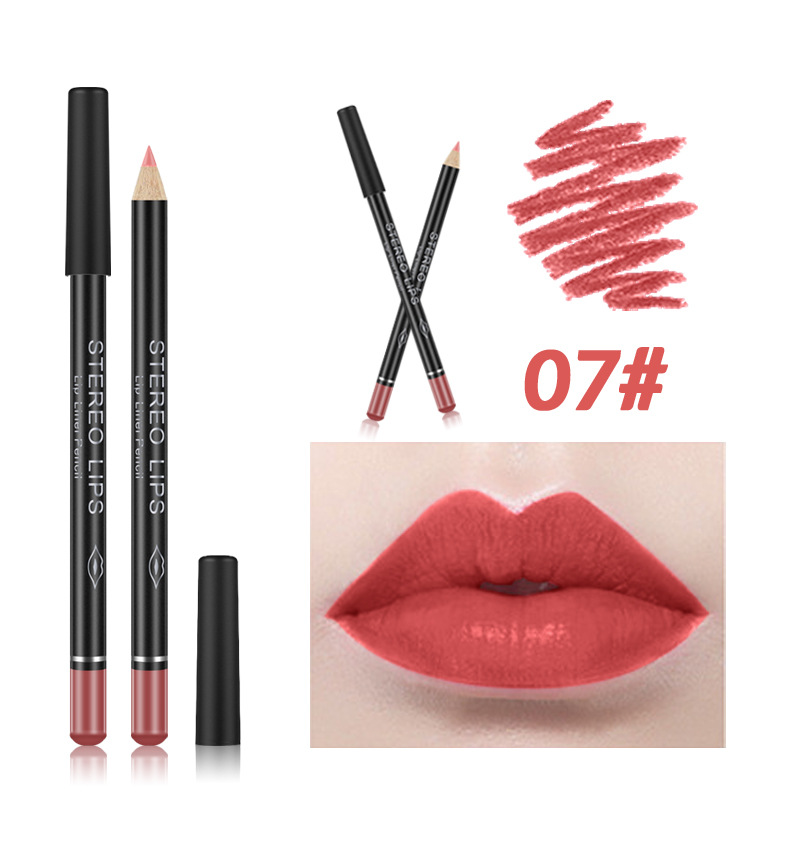 VIBELY European and American export matte non-stick cup lip liner lipstick 12-color line lip liner makeup cross-border wholesale undefined