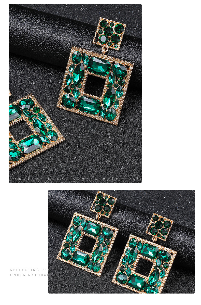 Women'S Gender Exaggerated Square Alloy Inlay Rhinestones Women's Earrings 1 Pair