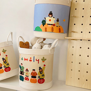 ✅ Cartoon Folding Children's Toy Storage Bucket Dormitory Clothes Dirty Clothes Bucket Portable Odor-Free Car Snack Storage