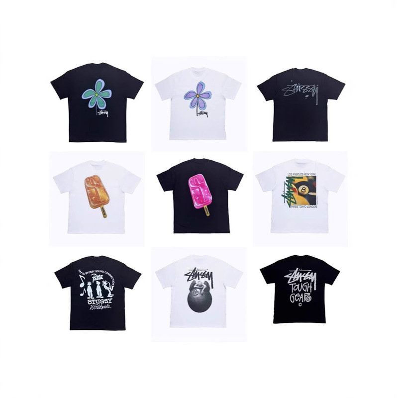 Cross-Border Export Trendy Brand Stussy Stu Cute Printed Short-Sleeved Men's T-Shirt Collection for Men and Women, Casual Couple Summer