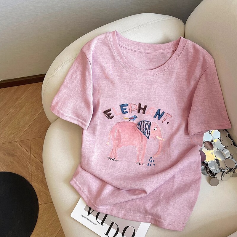 Korean Style Lazy Pink Short-Sleeve T-Shirt, Summer New Trendy Brand, Loose Fit, Slimming, Plus Size, Designer Niche Top