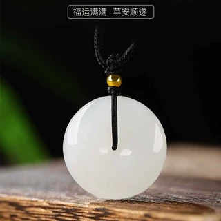 高端和田玉青海料平安扣吊坠女款项链天然玉石挂件玉佩玉坠毛衣链