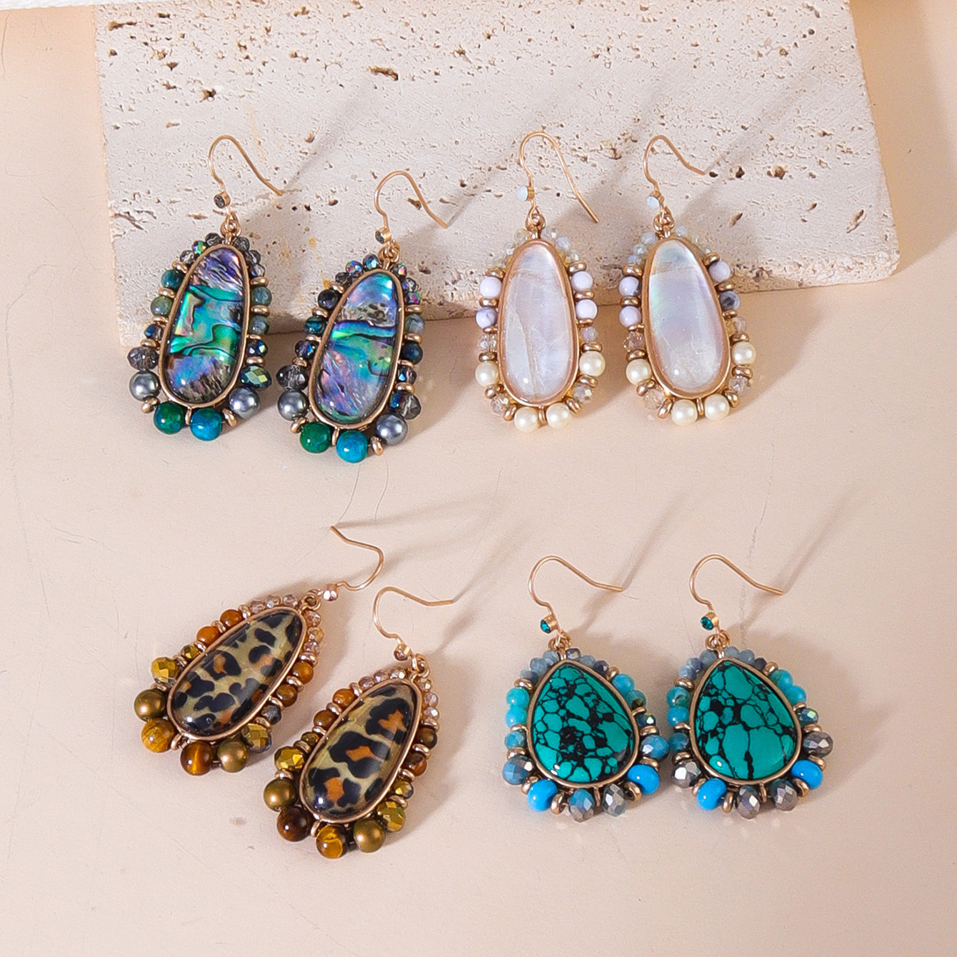 Bohemian Abalone Shell Beaded Earrings European American Style_voghion.com