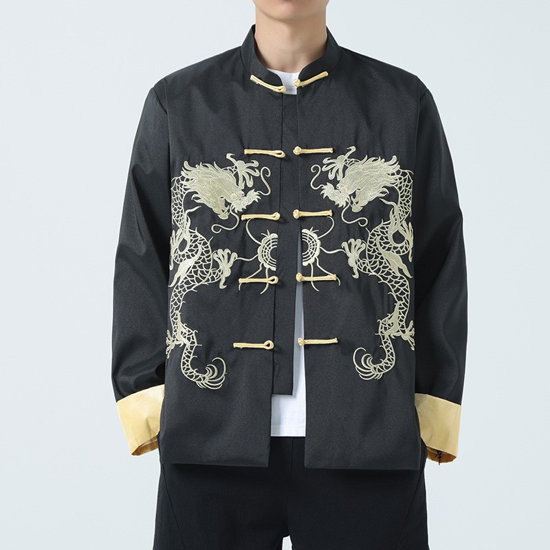 2025 Spring and Summer New Chinese Style Men's Clothing New Dragon Embroidery Jacket Chinese Style Retro Trendy Button Tang Suit Jacket Men