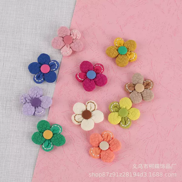 Colorful Three-Dimensional Fabric New DIY Color-Blocking Handmade Five-Petal Flower Hair Tie Phone Lanyard Accessory