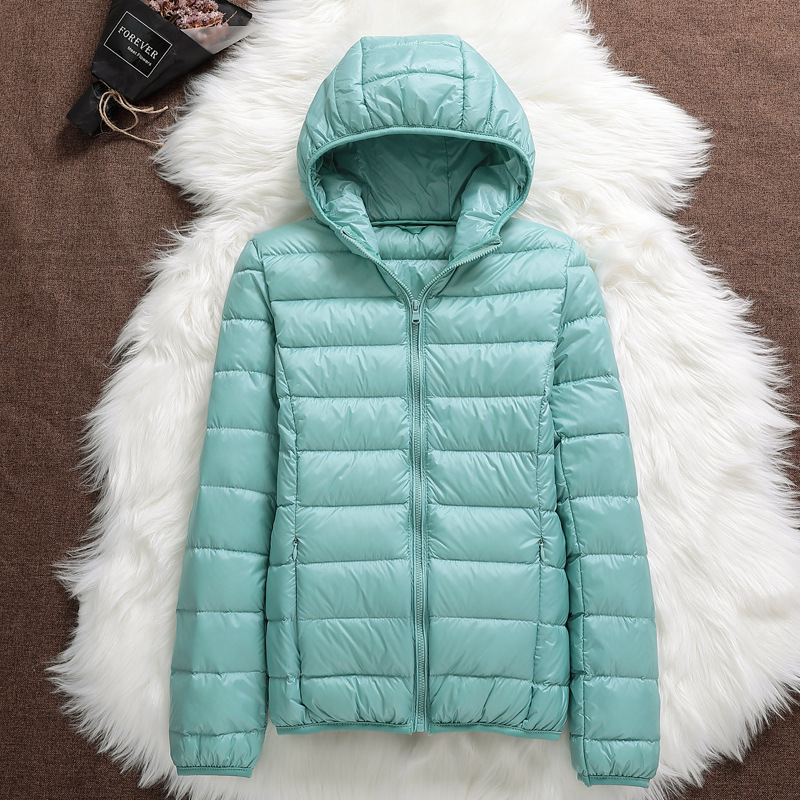 Hooded Large Size Plus Weight Lightweight Down Jacket Women's Thin Autumn and Winter Warm Lightweight Fashionable Short Coat for Chubby Girls