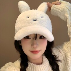心动猫咪女孩~秋冬兔耳朵水桶帽百搭仿兔毛渔夫帽女韩版保暖帽子