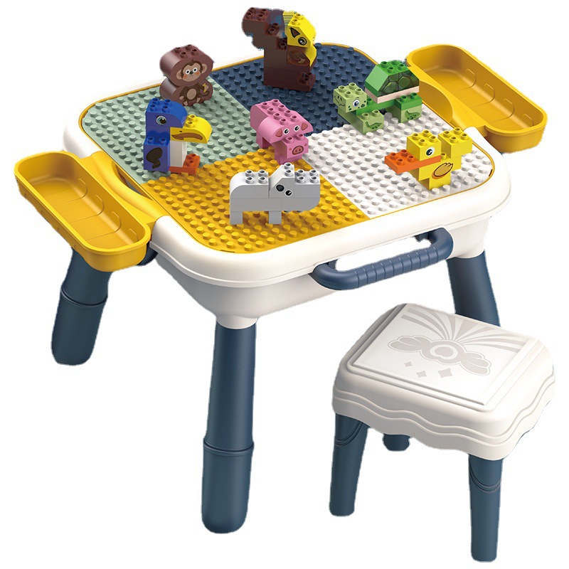 Comercio exterior niños multi-funcional gran partícula ensamblada mesa de bloques de construcción juguete Rueda de la fortuna animal pequeña partícula DIY mesa de bloques de construcción