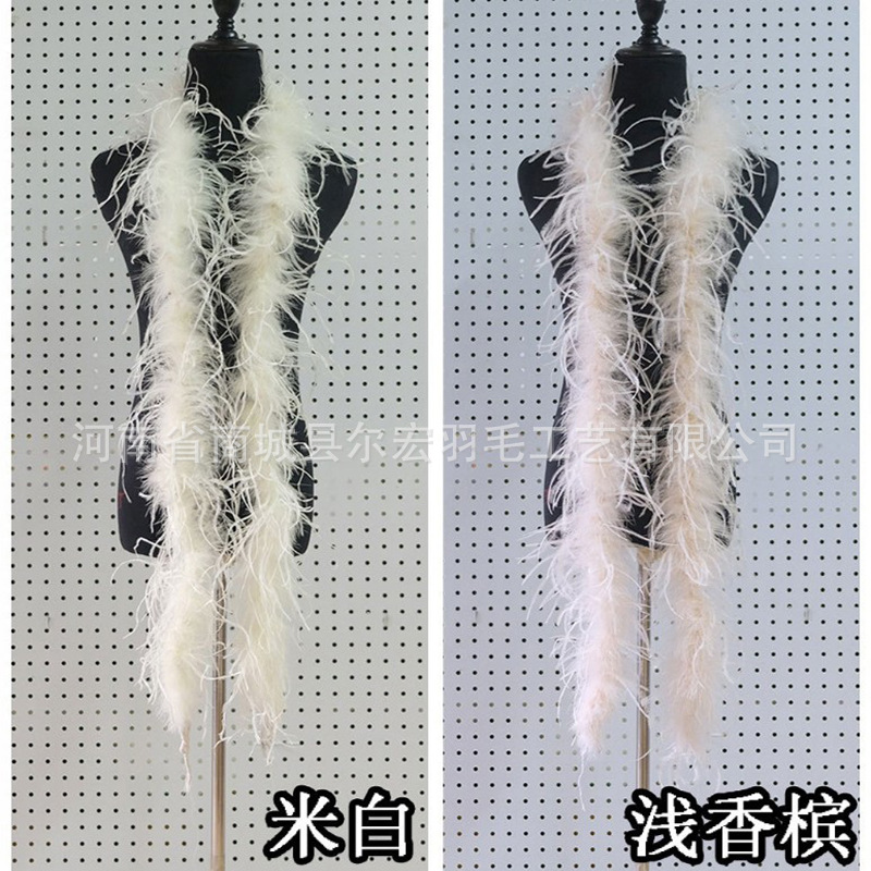 鸵鸟毛条9-11丝火鸡羽毛绒漂白黑色本白发夹抓夹服装袖口裙边花边