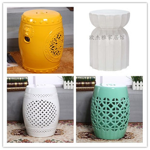 ♡Simple Ceramic Stool Ceramic Drum Stool Porcelain Stool Blue and white American European Style New Chinese Style Round Stool Guzheng Stool Shoe Changing Stool