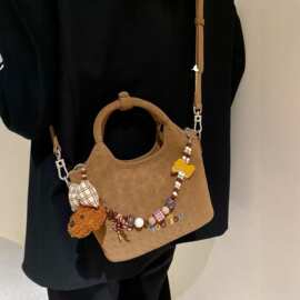 高级感红色编织菜篮子包包女2025新款大容量通勤托特包手提腋下包