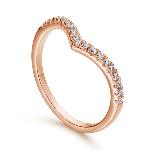 Tonglin S925 silver ring for women, simple and fashionable V-shaped row of diamonds, micro-set zircon index finger ring manufacturer, dropshipping