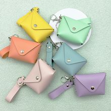 创意韩版网红个性钥匙扣包双层PU皮革手绳零钱包女生迷你收纳小包