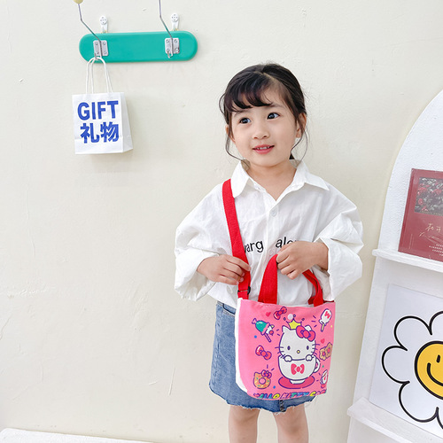 New children's canvas bag shoulder cute cartoon children's crossbody bag Korean version girl's small cloth bag little girl's bag