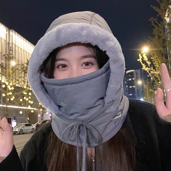 New Winter Down-Filled Lei Feng Hat for Women, Thickened and Versatile, Cold-Proof and Warm Hat for Outdoor Cycling, Windproof Hat for Men