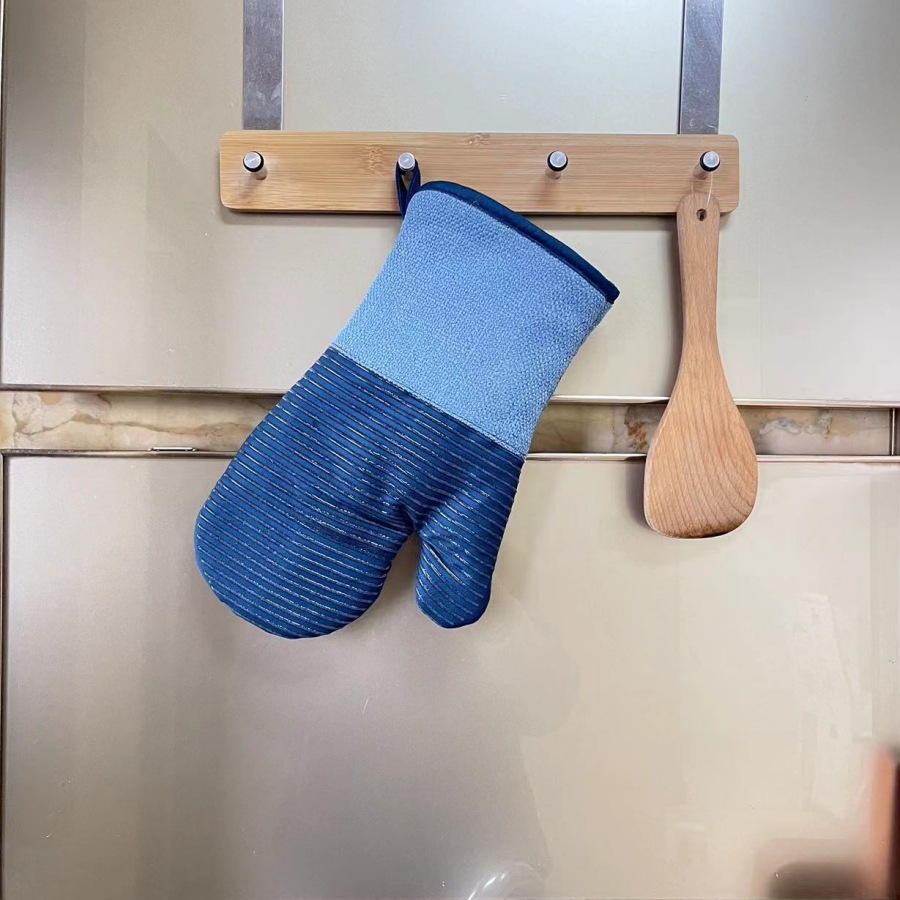 Guantes de aislamiento térmico de silicona de algodón engrosados alargados antideslizantes resistentes a altas temperaturas guantes de horno de microondas horno de cocción guantes antiquemaduras