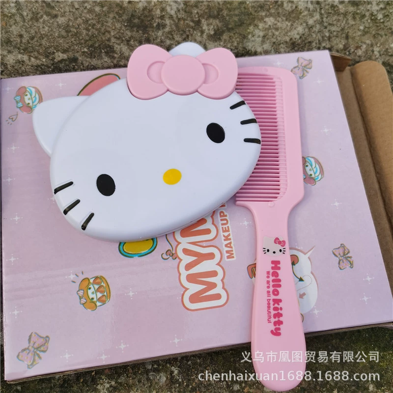 Sanrio, cartoon cute handheld brush for students, mirror