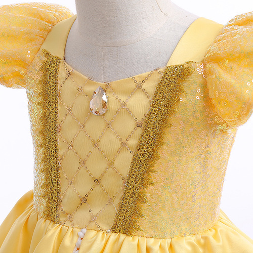 Cosplay Beauty and the Beast Belle Princess Dress Girls' Party Dress Puffy Sleeve Dress 