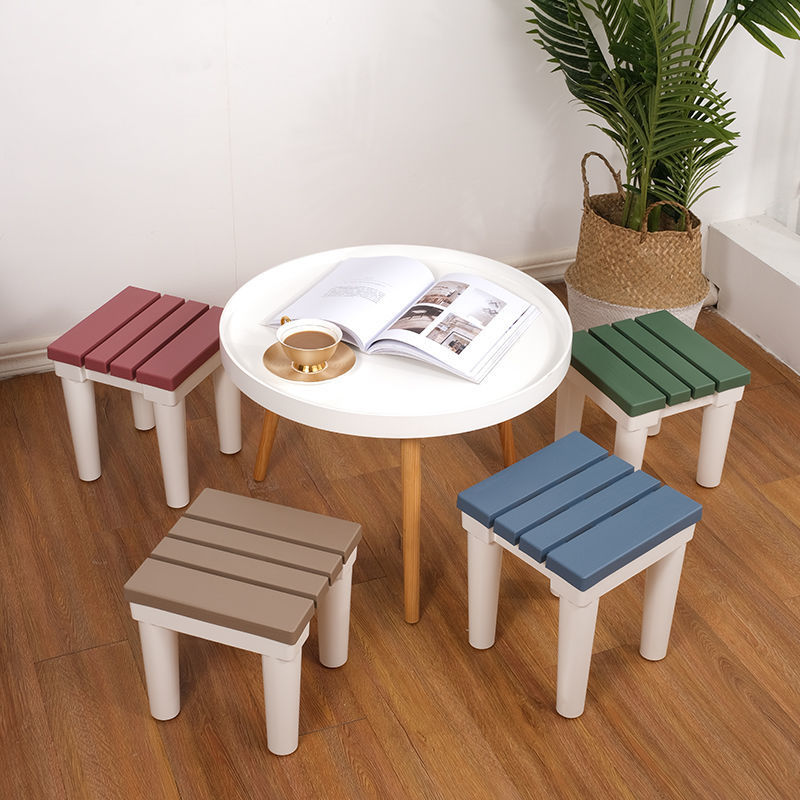 Wooden bench Plastic originality stool household square stool children stool adult non-slip Low stool tea table