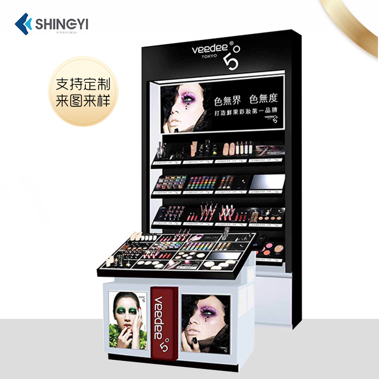 工厂定做商场高档化妆品香水展柜亚克力烤漆护肤品彩妆陈列架订做|ru