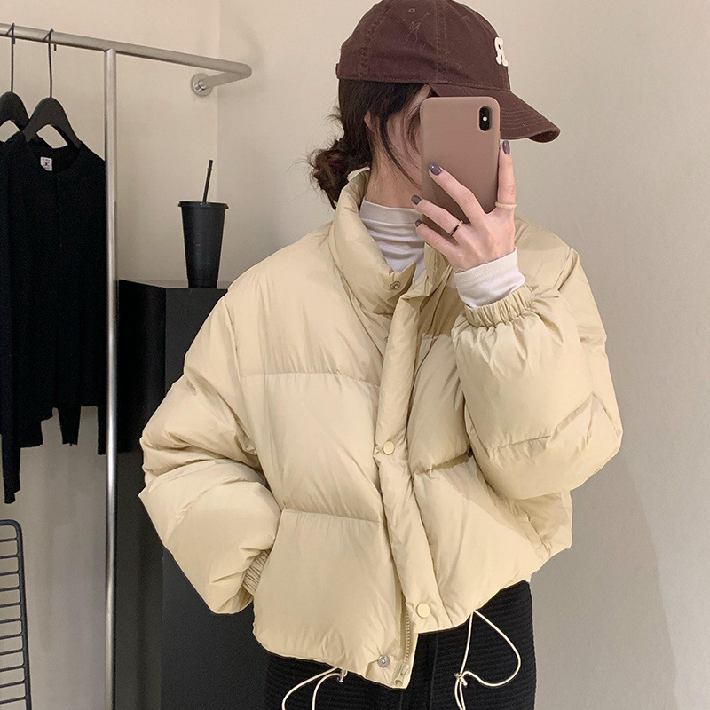 2025新短款棉服女时尚休闲韩版宽松立领小个子加厚面包服外套学生