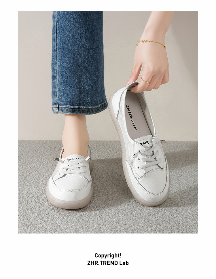 Giày sneaker nữ đế bằng phong cách Đức huấn luyện, mặt lưới thoáng khí, nhẹ, dễ phối đồ — A180E Màu be chi tiết 19
