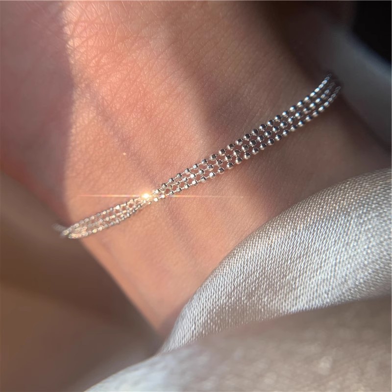 Simple Style Round Solid Color Sterling Silver Polishing Bracelets display picture 1