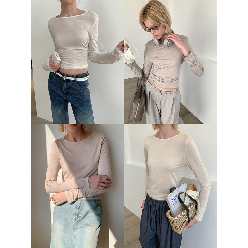 [Special Offer, No Returns or Exchanges] Korean-Style Patchwork Lace Slim-Fit Long-Sleeve Top for Women, Spring Style Versatile Round-Neck T-Shirt