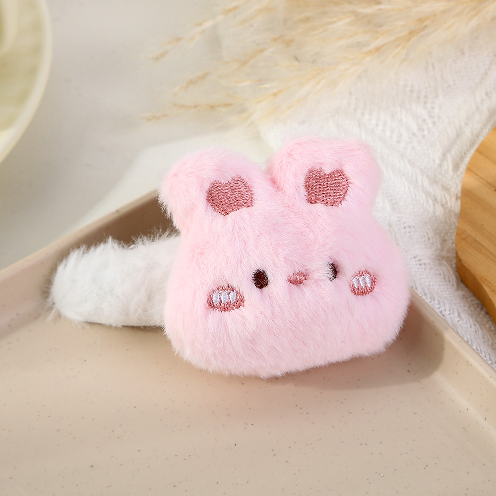 Caricatura de peluche osos conejos grandes clips BB lindos otoño-invierno chicas dulces clips de borde de los estudiantes peludos adornamientos para el cabello tarjeta