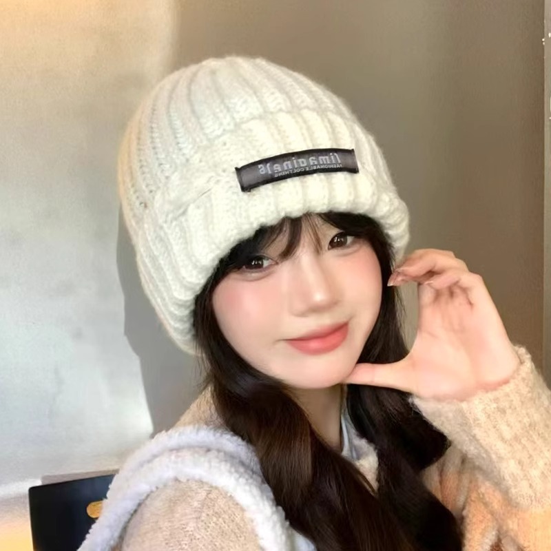 堆堆帽子女冬季高级感大头围保暖护耳针织帽时尚百搭显脸小毛线帽|undefined