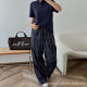 Spring and Summer 2025 New Style Elasticated Waist Drawstring Casual Pants Women's Lazy Style High Waist Slimming Wide Leg Floor Trousers