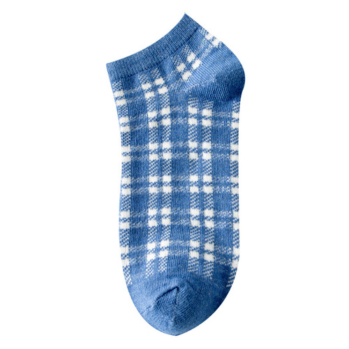 Girly Cute Blue Bear Shallow Mouth Breathable Socks Female Spring Student Fashion Cartoon Sweat-Absorbent Low-top Socks