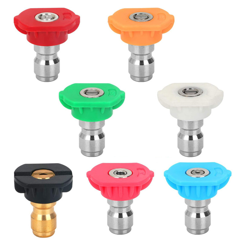 跨境高压洗车机热销不锈钢喷头清洗机水枪1/4快接五色喷嘴现货