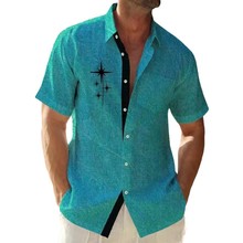 2025新品外贸跨境夏威夷衬衫3D印花短袖衬衫夏季沙滩男士休闲衬衫