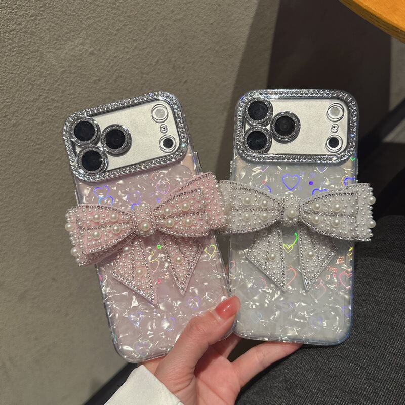 Fine Hole Heart-Shaped Shell Pattern Suitable for Apple 17Promax/Apple 15 Phone Case Material 11/14 Bowknot