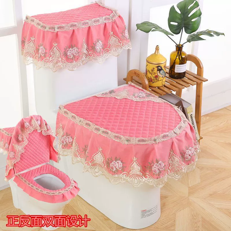 Подушка для сиденья унитаза из трех частей Кружевная подушка для сиденья унитаза в европейском стиле Подушка для сиденья унитаза бытовой костюм-подушка для сиденья унитаза Four Seasons pass