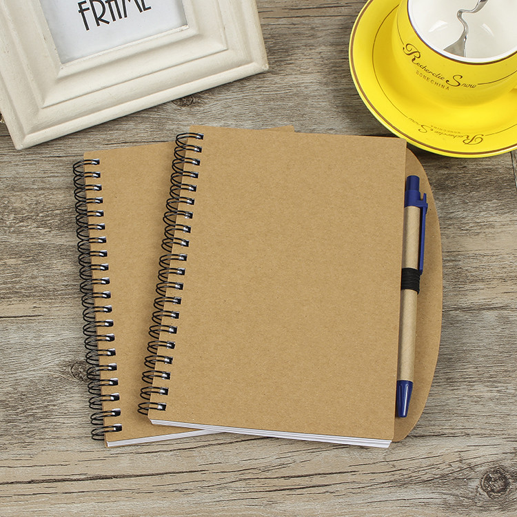 定制办公文具b6线圈本ins风带笔笔记本组合加厚a5牛皮纸线圈本子