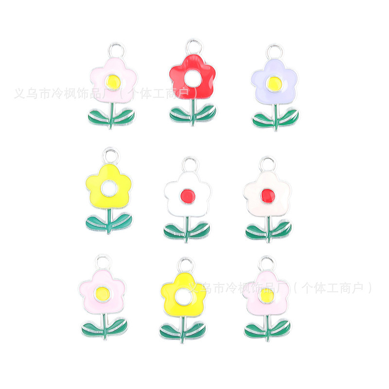 Cross-border new product: DIY cartoon plant flower enamel alloy jewelry accessories pendant wholesale for Mid-Autumn Festival and cat-themed items