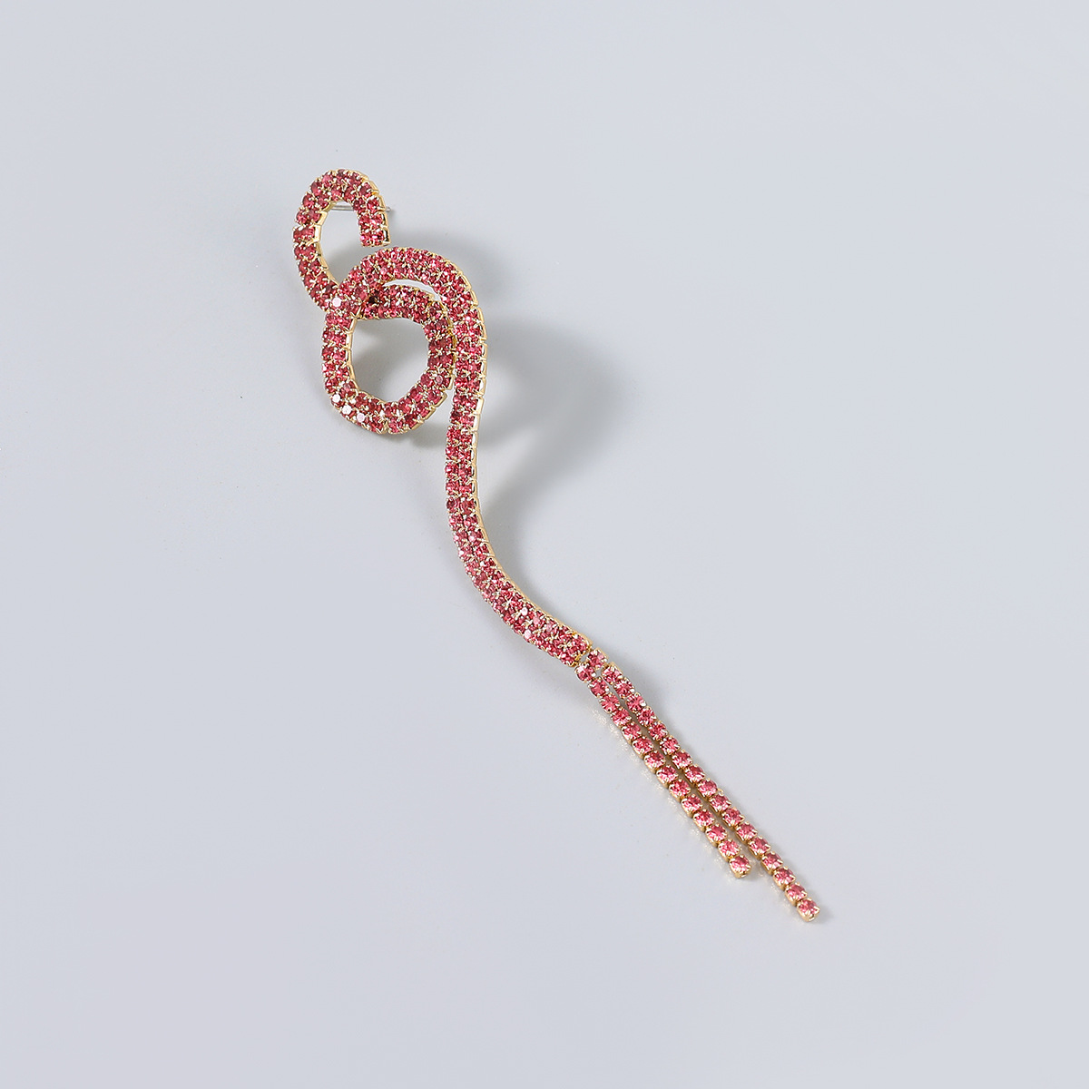 Fashion Rose Red Alloy Diamond Geometric Winding Earrings