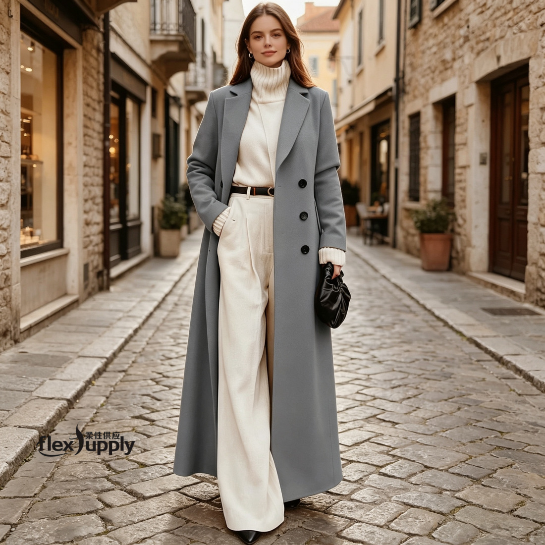 2026 Autumn/Winter European and American Cross-Border Women's Fashion Amazon Casual Long Solid Color Warm Ladies Woolen Coat